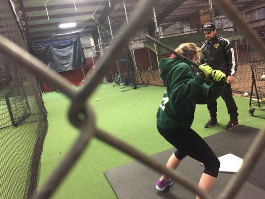 Hitting lesson at Inside Pitch.