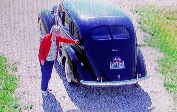 Rita Rinelli and my '38 Hupmobile 822E at one of the Ranger towers.