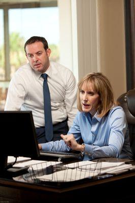 Nathan Tobler and Maren Tobler Hanson at work