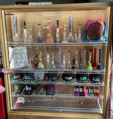 Glass selection at Smoke This (More on counter)