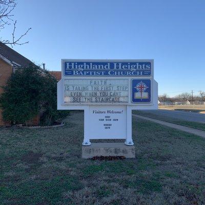 Sign for Highland Heights Baptist Church.