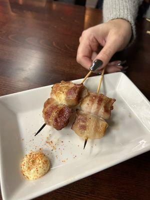 Bacon wrapped quail eggs