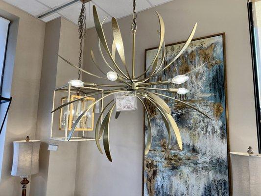 This chandelier by Hubbardton Forge can be ordered in numerous finishes for a custom look.