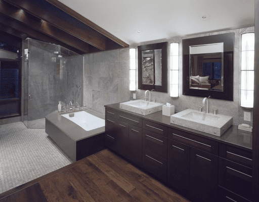 Contemporary bath vanity and countertops