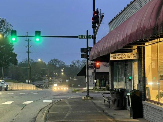 A block before the H Avenue