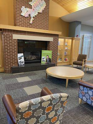 Fireplace for a relaxing read.