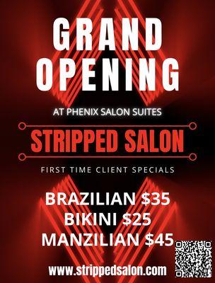 Grand Opening flyer, new client specials