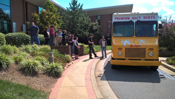 Our employees waiting in line to get delicious Mr. Cone ice cream!