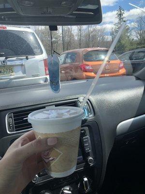 Small iced coffee??? With a jumbo straw.