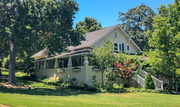 Curb view of remodeled front porch in Alamo California