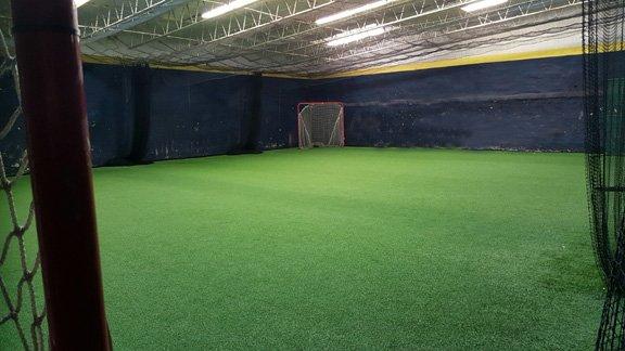 60x50 mini turf field. Perfect for fielding drills, live hitting, soccer foot skills, birthday parties, private lessons and more.