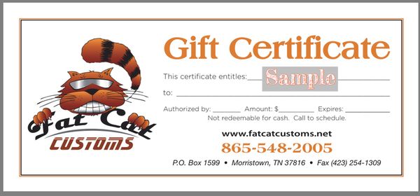 Gift Certificates for any occasion! Any Service. Minimum 25.00. Call today.