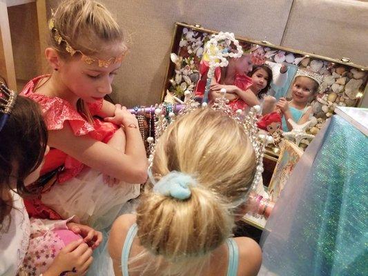 These princesses had fun trying on all of the Jewelry and crowns in our Treasure Chest