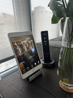 Savant remote and iPad mini with the savant app