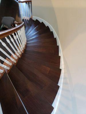 Wood stairs with white racer installations