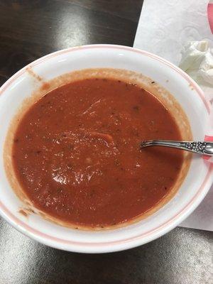 Homemade tomato soup. I always add this to my meal. So delicious