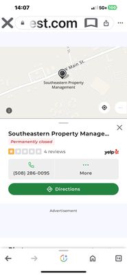 This is where Southeastern Property Management posted permanently closed