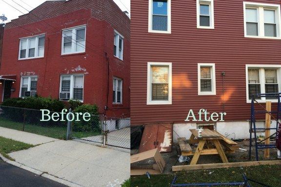 Siding before and after.