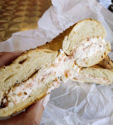 Everything bagel with lox spread