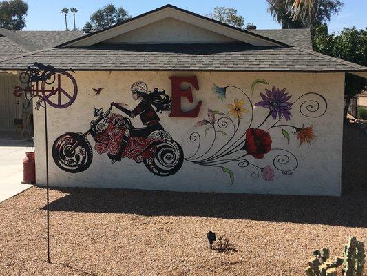 Motorcycle flower mural