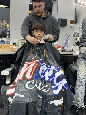 Michael prepping for my son hair cut