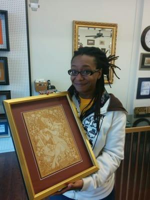 The wife with her gift after framing. She was so surprised!