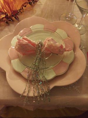 Featherzsh Interior decor staging Pink Dinner Plate setting for any occassions!