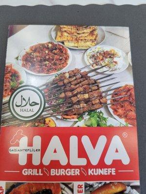 Menu for the halva restaurant