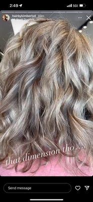 In salon picture of hair after color and styling