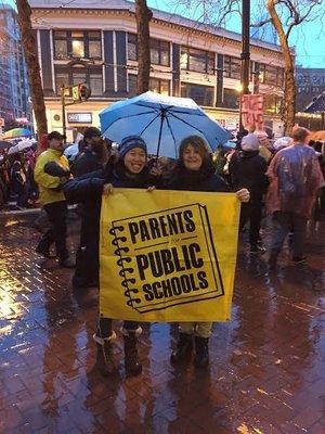 Marching in support of public schools.