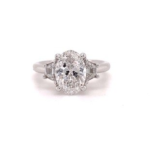 platinum natural oval diamond engagement ring