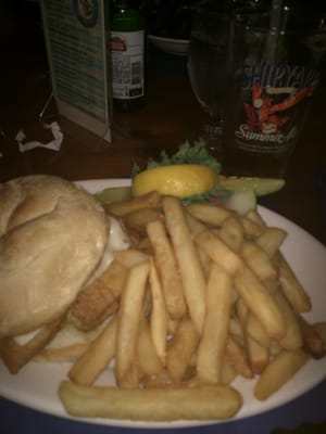 Gorgonzola burger and fries