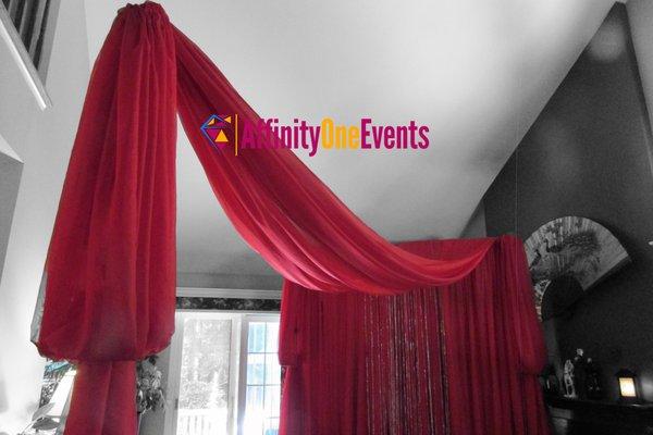 Draped back drop with overhang