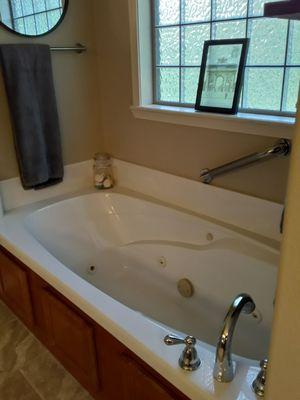 Complete Cleaning!  window   corners around bath tub   good brush bath tub   shine for a relaxing day