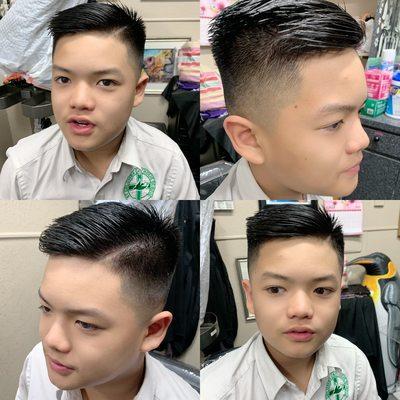 Skin fade with side parting