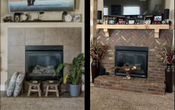 Before and after fireplace