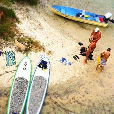 View from the Jupiter Island bridge. Locals enjoy a day of paddle boarding and boating.