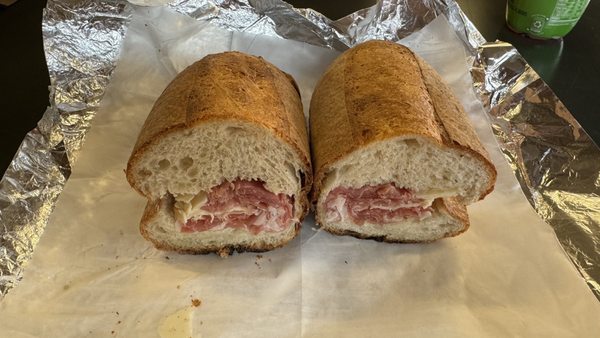 Prosciutto and provolone sandwich