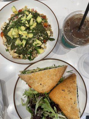 Avocado Burrata, Pesto Chicken Bowl