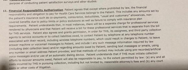 This is the statement that the hospital requires disabled veterans to sign while also having committed to never charge the veteran.