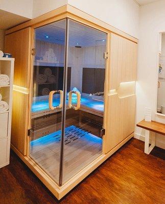 Our medical grade Infrared Saunas have 3 Infrared Rays- Near, Mid & Far, heating you from inside out!