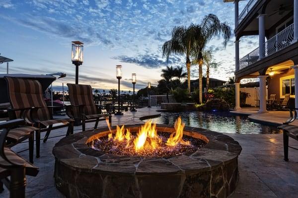 Fire pit and pool area