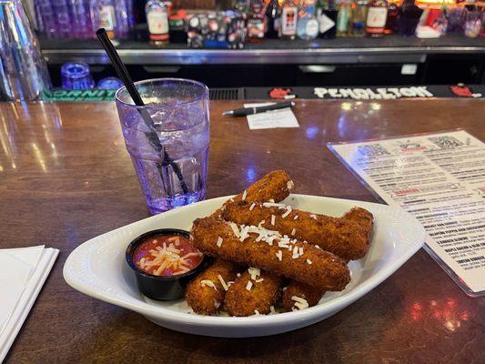 Mozzarella Cheese Sticks are the bomb plus a Bacardi Peach Rum and Sprite is so good.