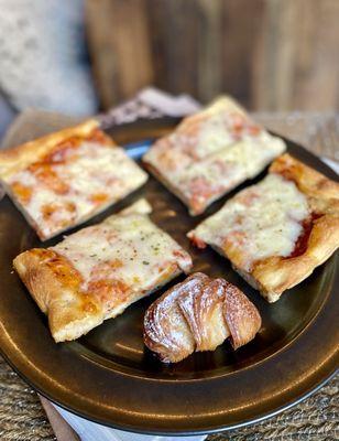 Pizza and mini lobster tail, good.