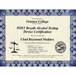 Breath Alcohol Testing Device Certification