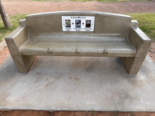 Beautiful memorial bench to three young souls. Siblings who died in a car accident in May 2022. (8/21/2023)