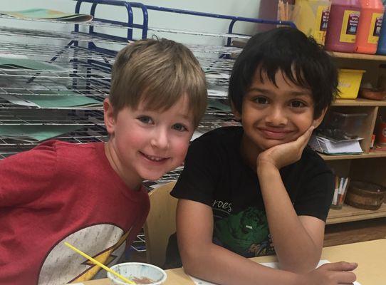 CGS Kindergarten students in the art studio