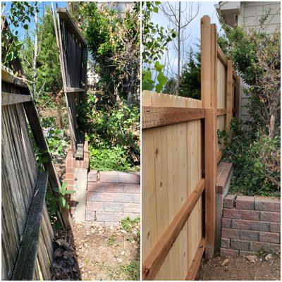 Before and after of the fence we replaced