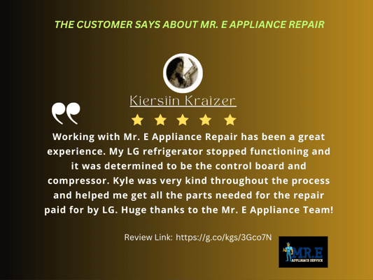 Mr. E Appliance Repair in Richmond VA satisfied Customer