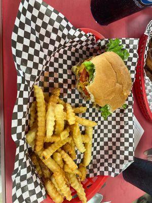 Hamburger and fries